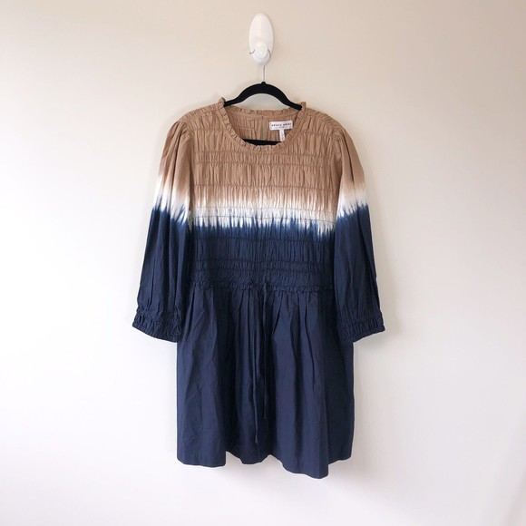 Apiece Apart Aldea Smocked Mini Dress Dipped Shibori Organic Cotton XL NWT’s - Picture 3 of 15